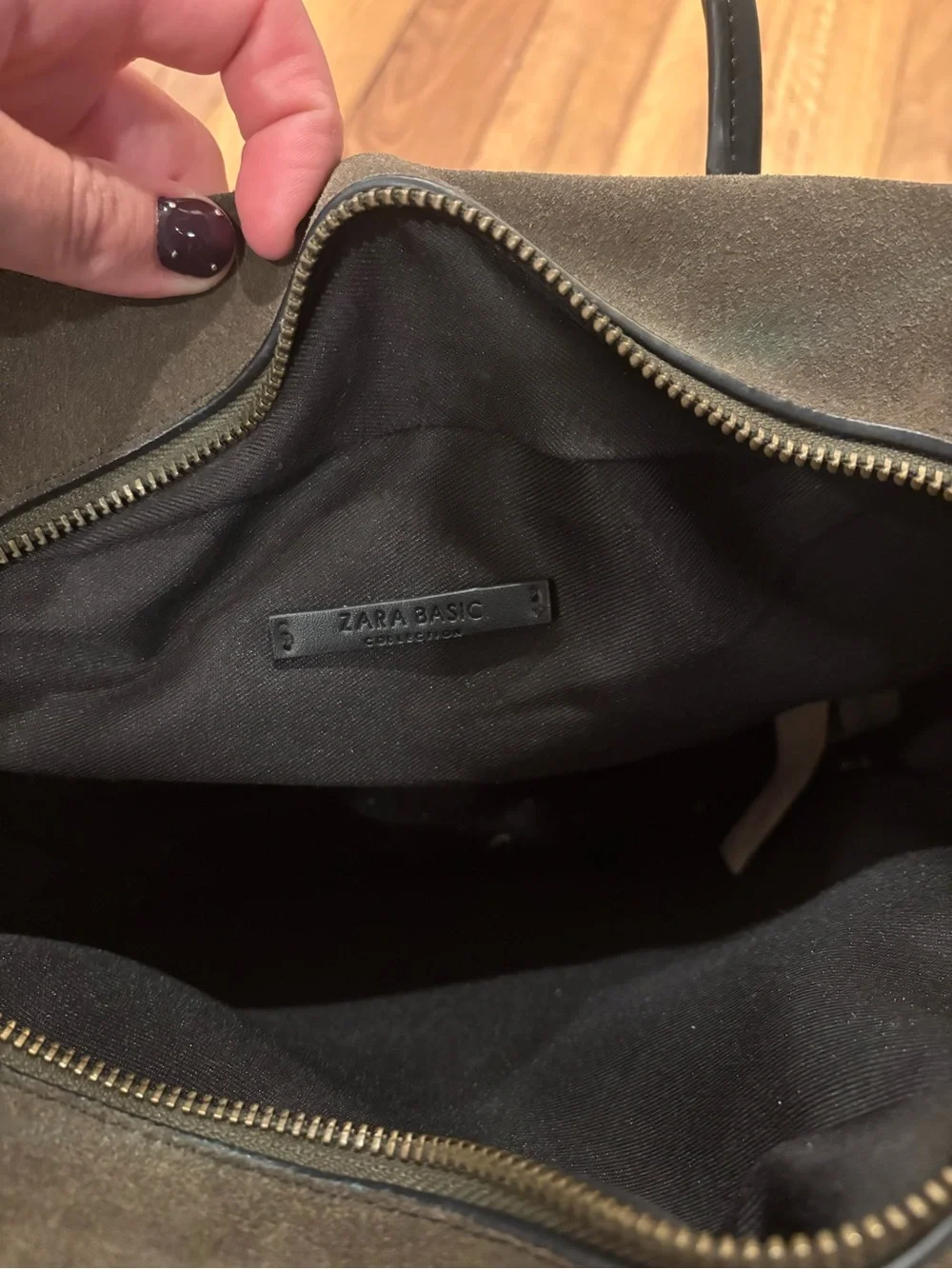 Zara olive suede